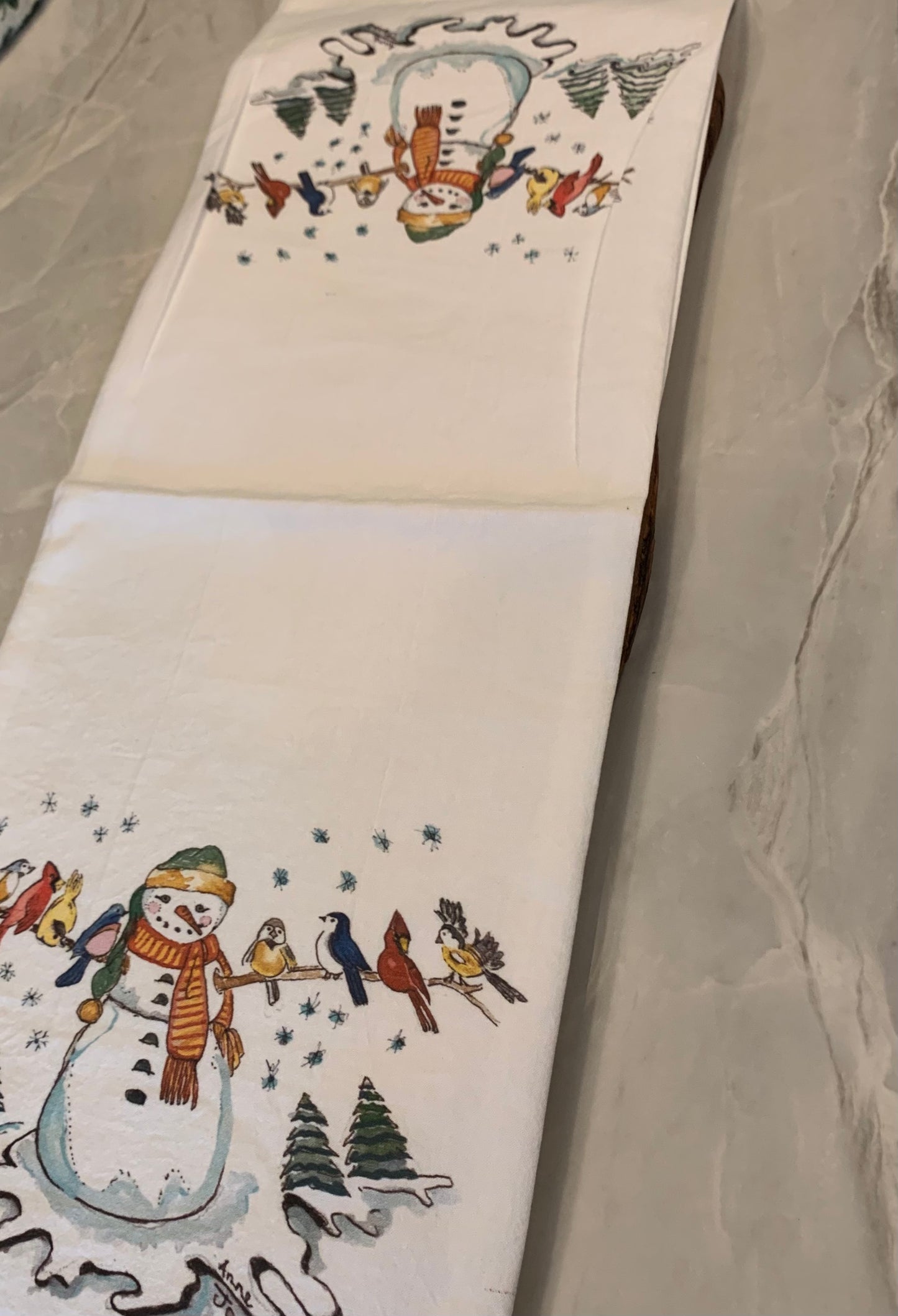 Tea Towels - Snowman with Wild Bird