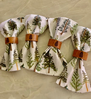 Napkins with Napkin Rings forest design