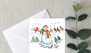 Greeting Cards -  Snowman with Wild Birds