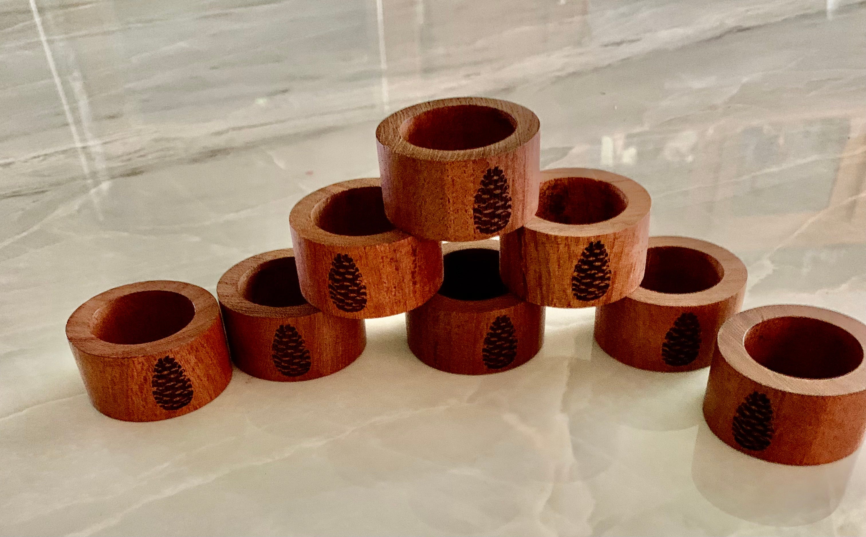 Napkins with Napkin Rings forest design