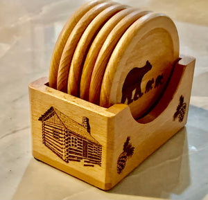 Coaster Set - Mountain Cabin