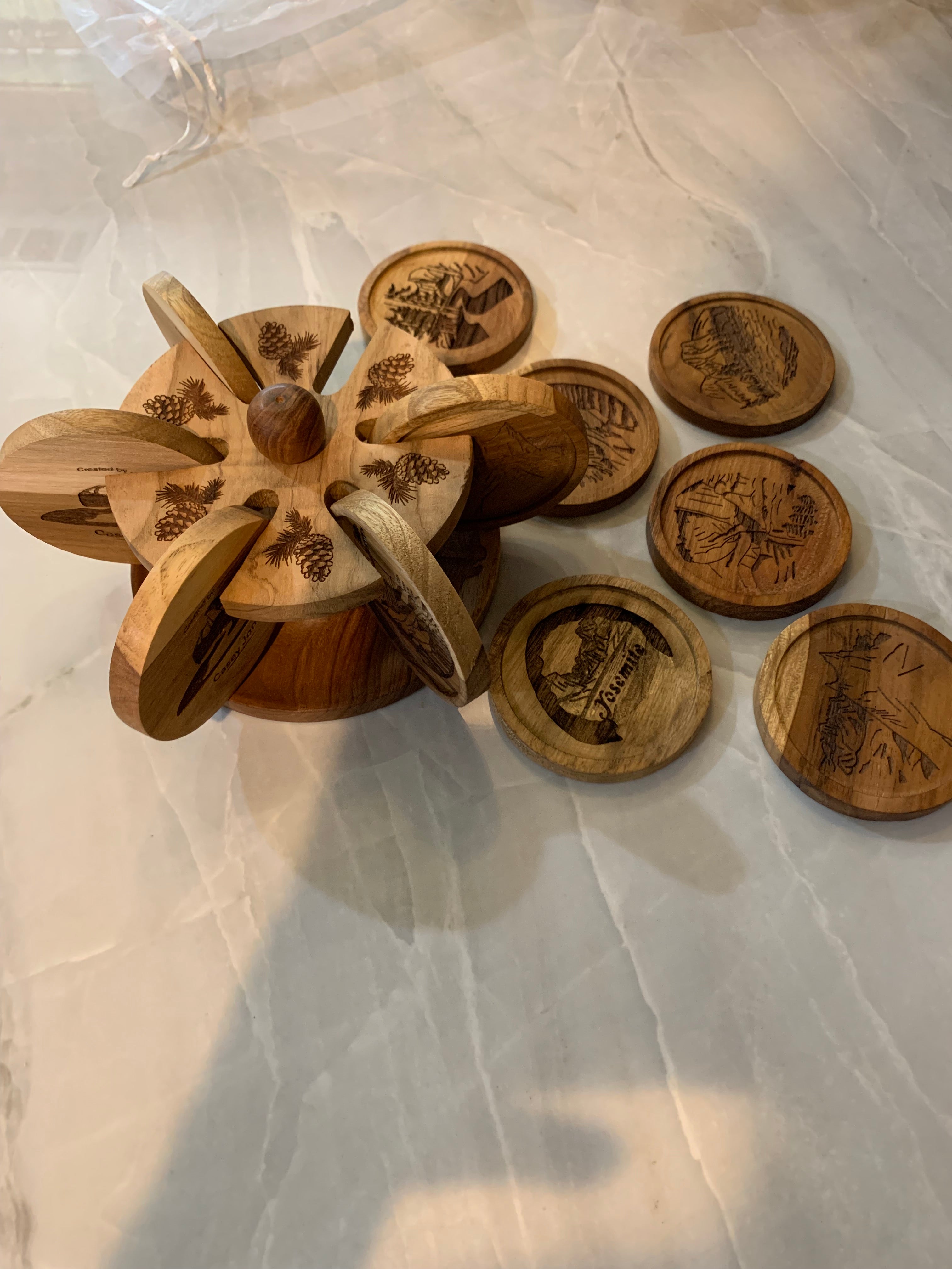 Coaster Set - Teak Wood Yosemite Designs