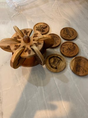 Coaster Set - Teak Wood Yosemite Designs
