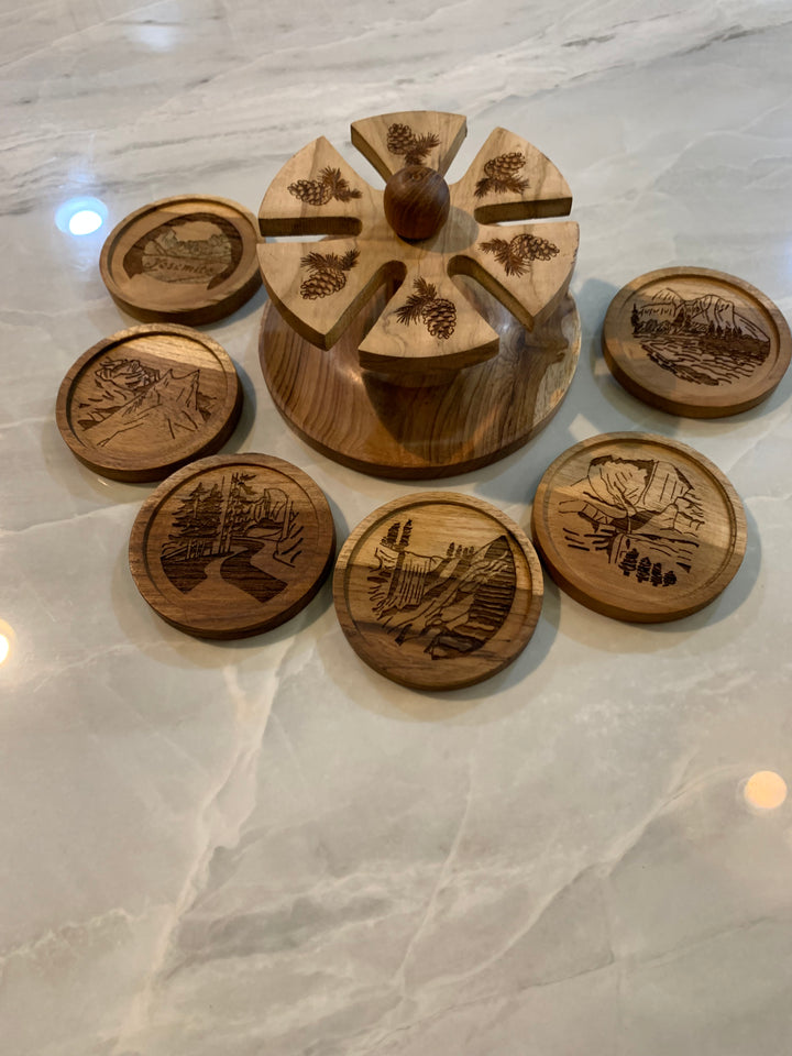 Coaster Set - Teak Wood Yosemite Designs