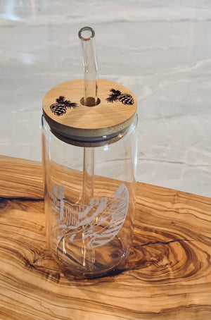 Beverage Glasses with lid and straw