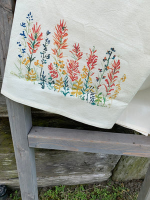 Wildflower Cotton Tea Towels- This design is Indian Paint Brush Towel- floral kitchen towel- botanical flour sack towel -