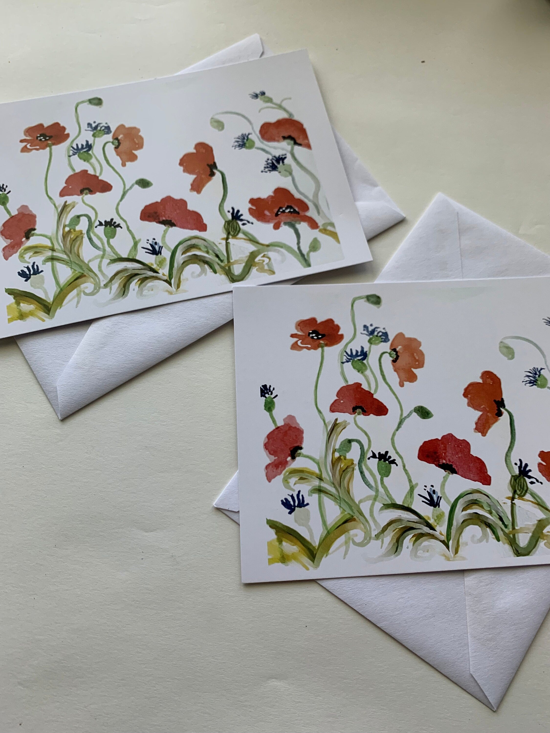 Wildflower Watercolor Greeting Cards, Blank Inside, All Occasions (Set of 4)