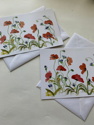 Wildflower Watercolor Greeting Cards, Blank Inside, All Occasions (Set of 4)