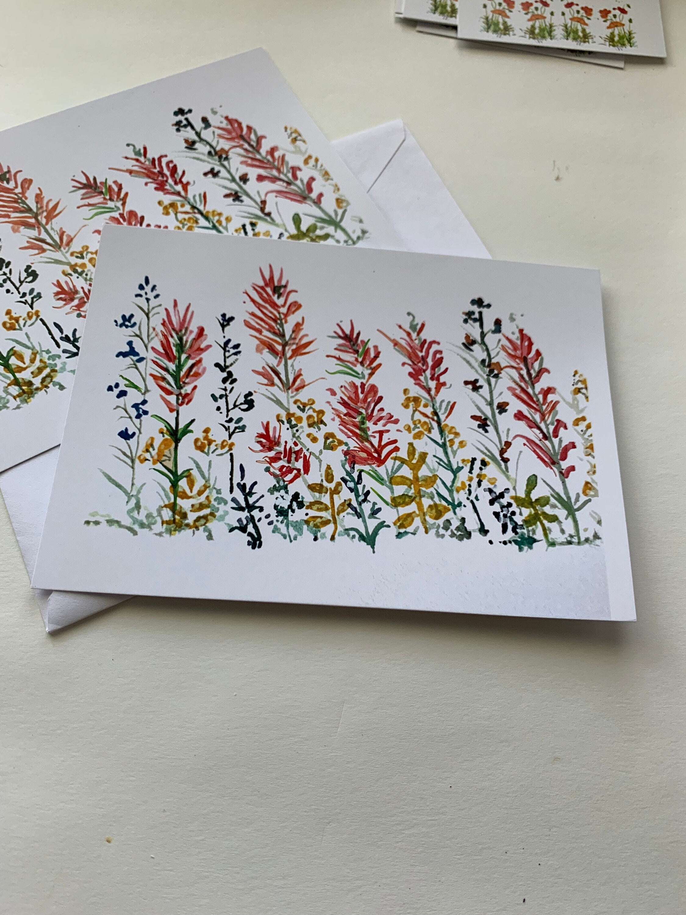 Wildflower Watercolor Greeting Cards, Blank Inside, All Occasions (Set of 4)