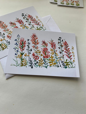 Wildflower Watercolor Greeting Cards, Blank Inside, All Occasions (Set of 4)