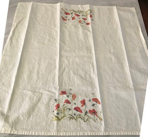 Wildflower Cotton Tea Towels- This design is called Poppies. Floral flour Sack Towel- painted floral