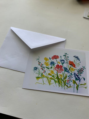 Wildflower Watercolor Greeting Cards, Blank Inside, All Occasions (Set of 4)