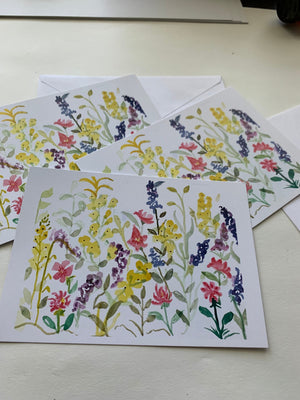 Wildflower Watercolor Greeting Cards, Blank Inside, All Occasions (Set of 4)
