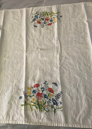 Wildflower Meadow Tea Towel, Hand Painted Floral Flour Sack Cotton