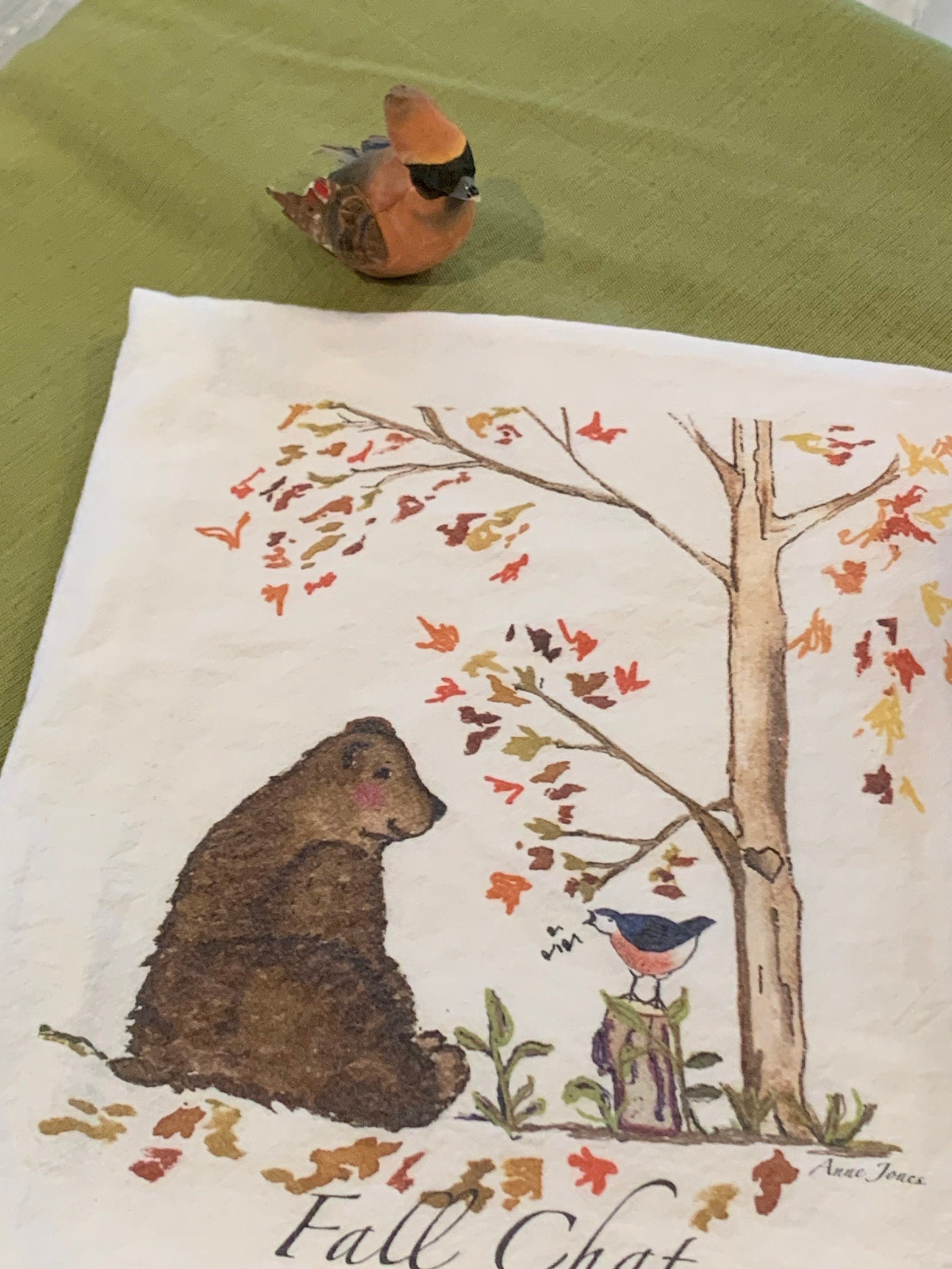 Tea Towel Yosemite Fall Bear Chatting with Robin Kitchen Decor