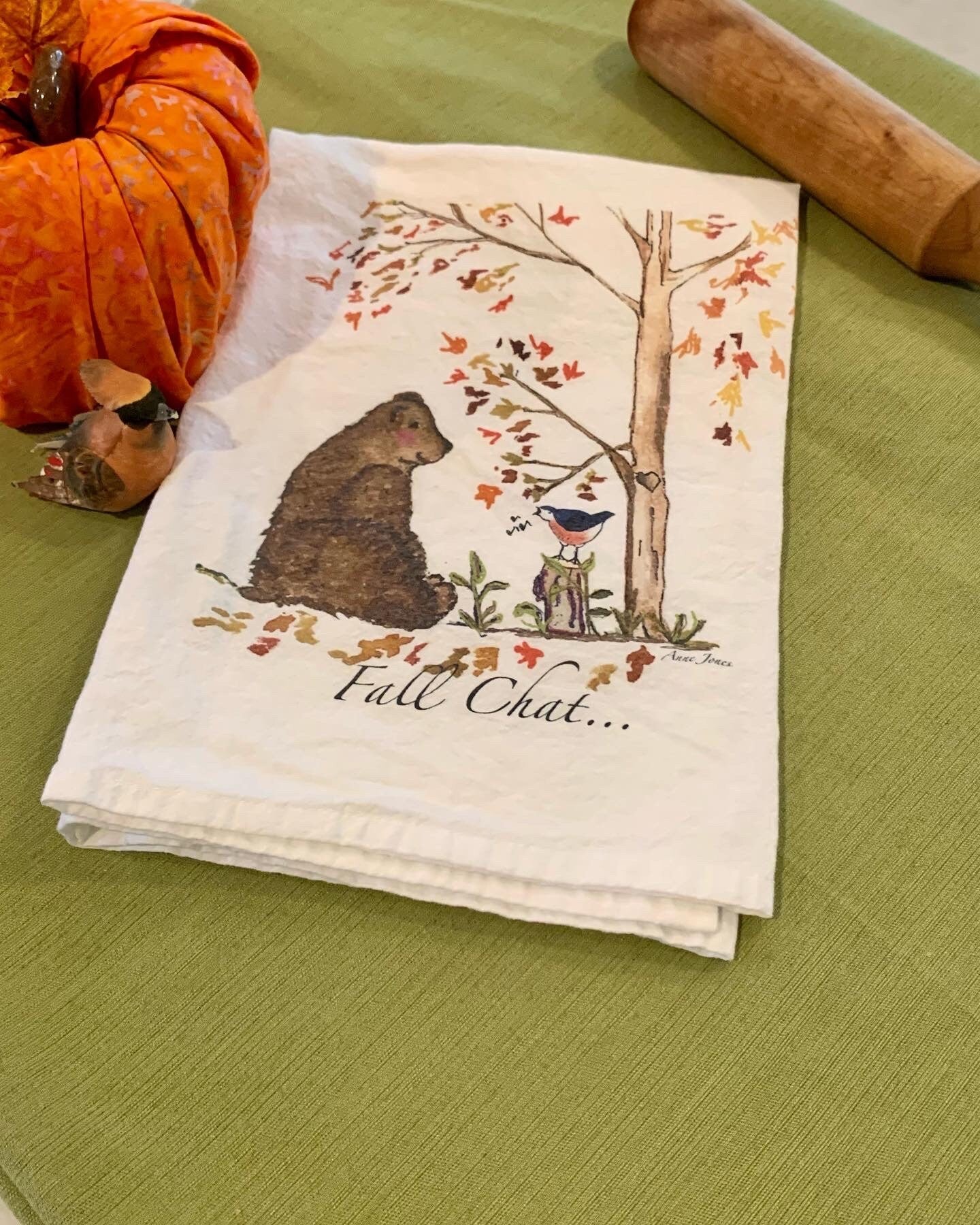 Tea Towel Yosemite Fall Bear Chatting with Robin Kitchen Decor