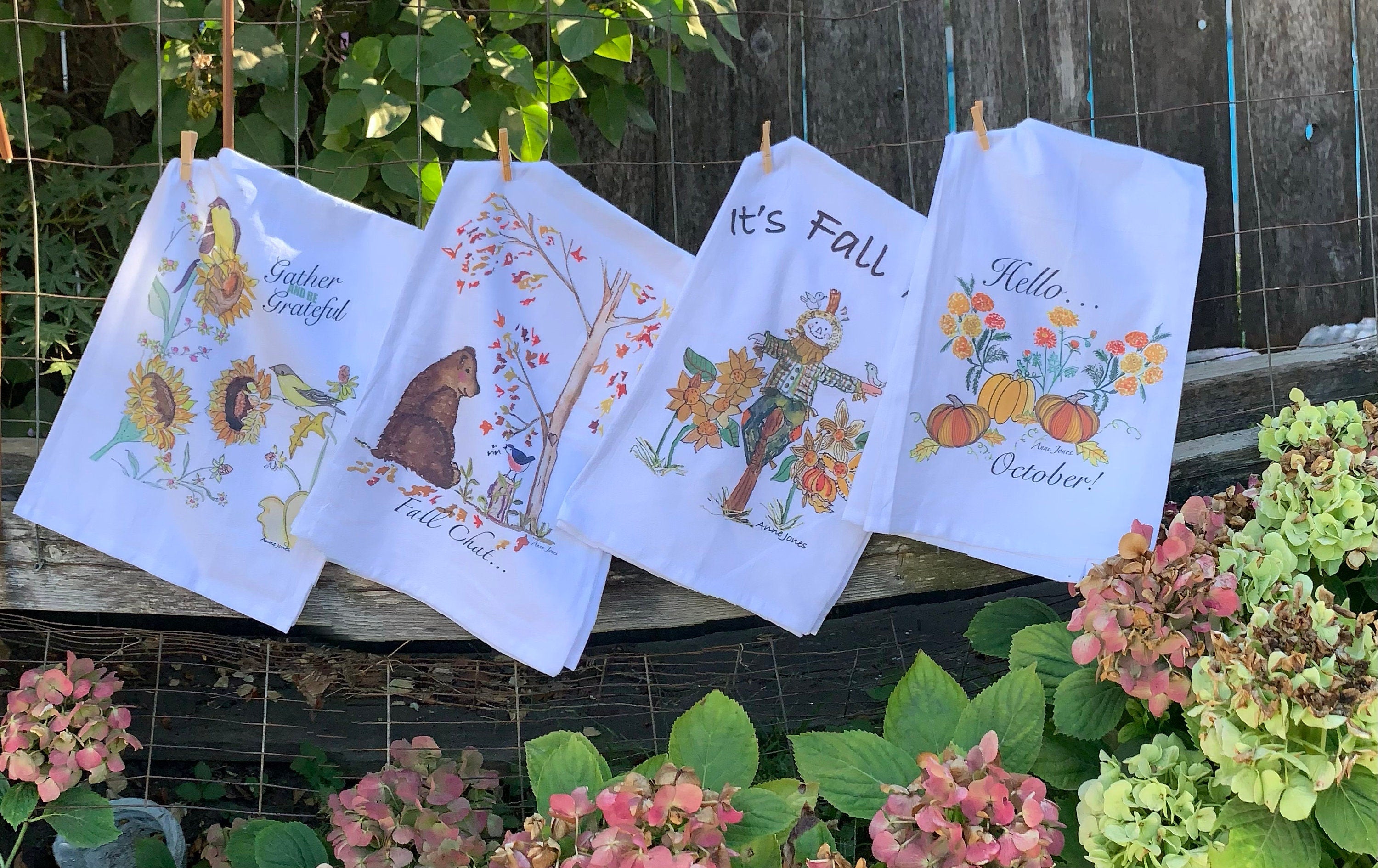 Tea Towel Pumpkin Kitchen Towel Fall Harvest Farmhouse Decor Hello October!
