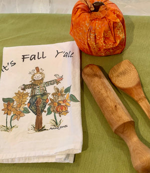Tea Towel. Hand-Painted Scarecrow : Fall Kitchen Decor