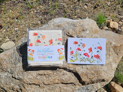 Wildflower Cotton Tea Towels- This design is called Poppies. Floral flour Sack Towel- painted floral