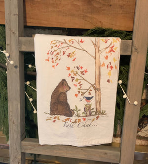 Tea Towel Yosemite Fall Bear Chatting with Robin Kitchen Decor