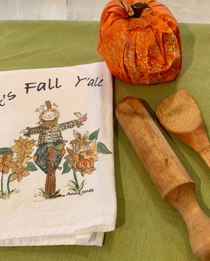 Tea Towel. Hand-Painted Scarecrow : Fall Kitchen Decor