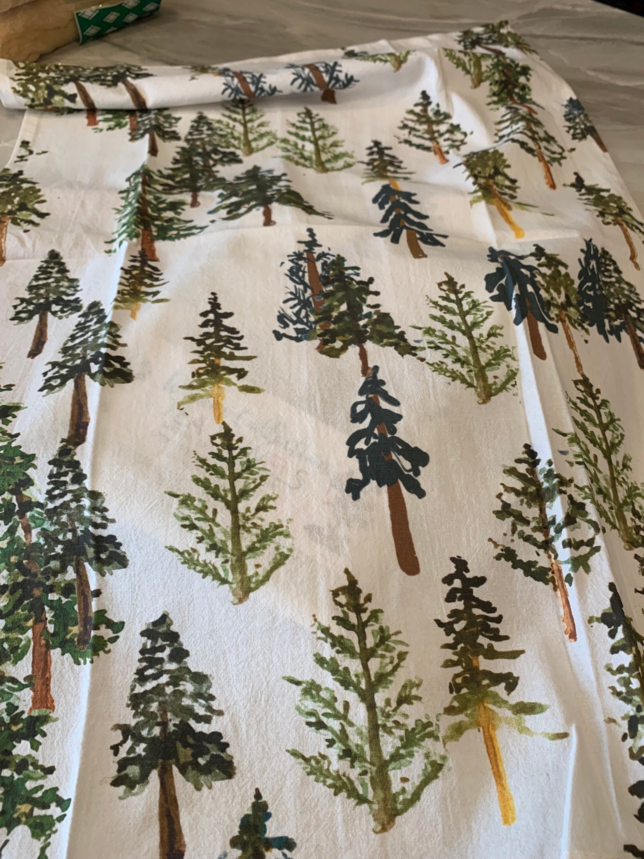 Forest Tea Towel: Evergreen Trees, Pine Wilderness Design (Flour Sack Cotton)