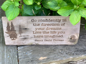 Henry David Thoreau Quote Sign, Reclaimed Barn Wood Art (17x7")