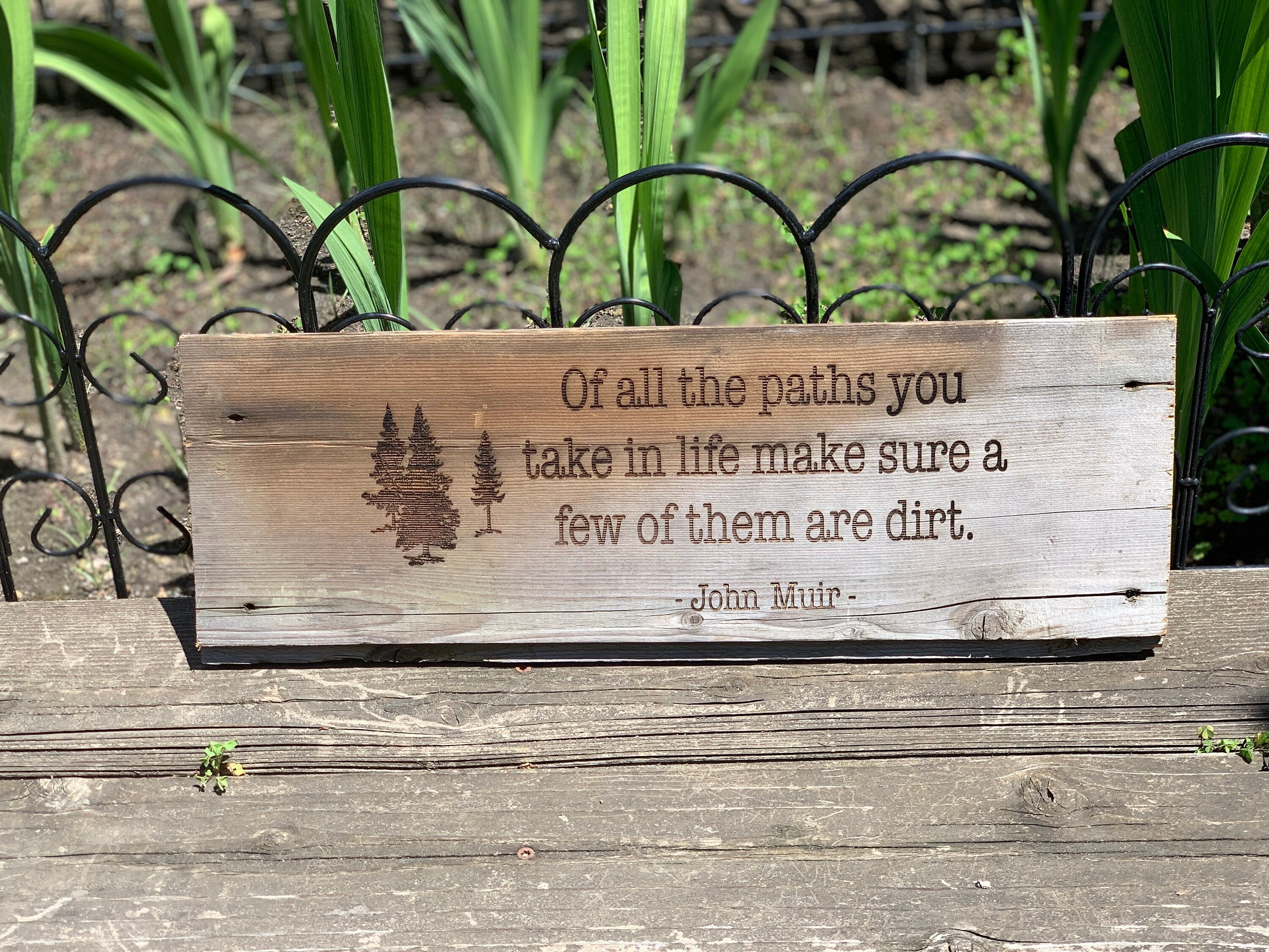 John Muir Quote Wood Sign: Reclaimed Barn Wood Nature Decor (17x7")
