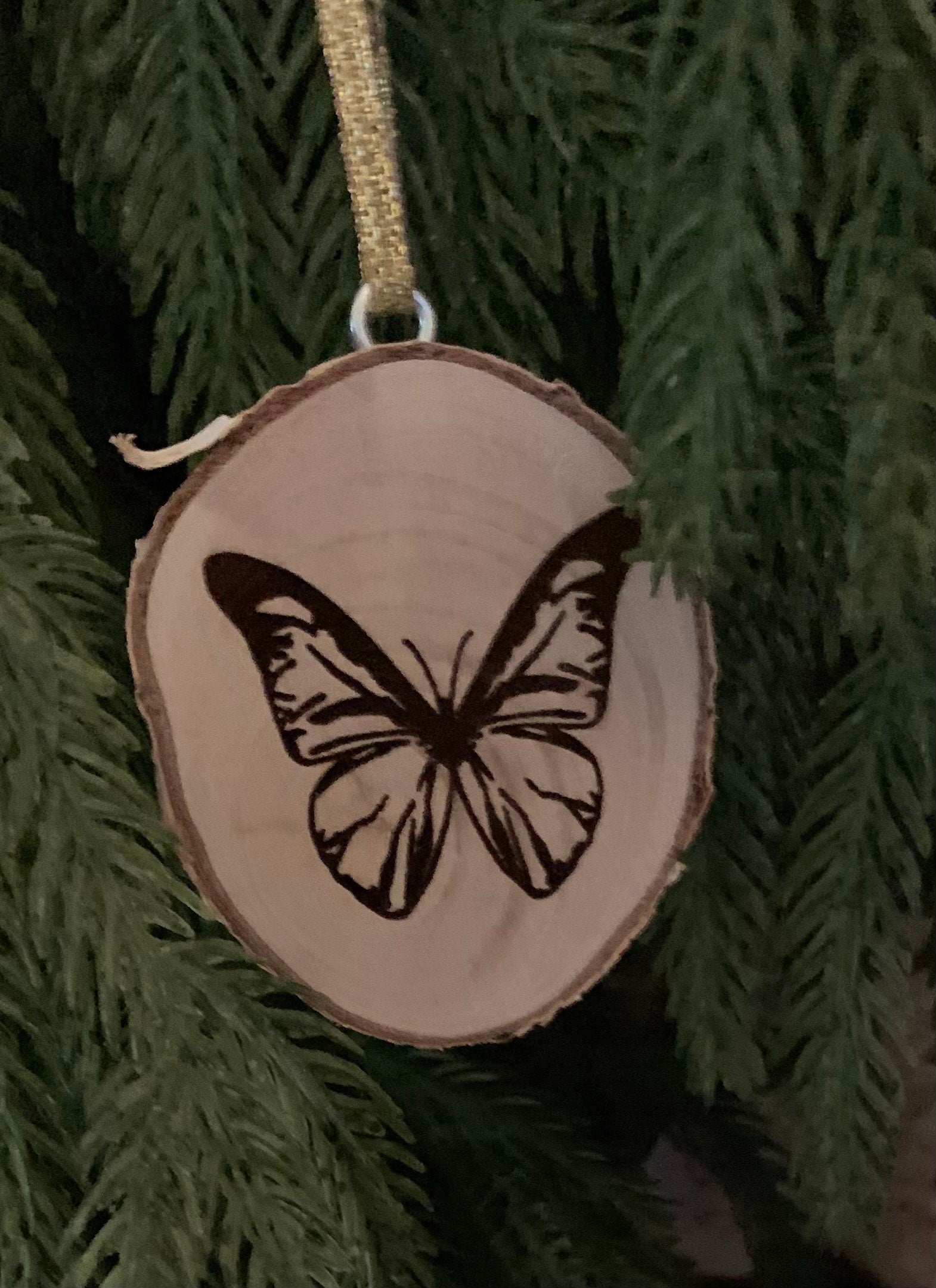 Wood Burned Butterfly Ornaments, Natural Wood Slices, Coloring Activity For Kids