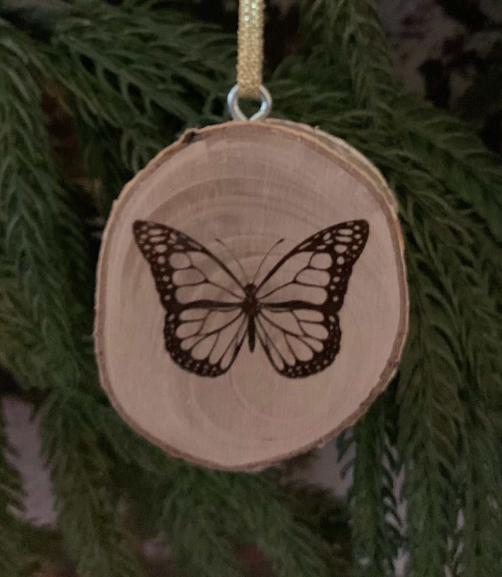 Wood Burned Butterfly Ornaments, Natural Wood Slices, Coloring Activity For Kids