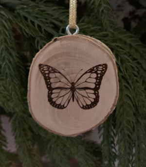 Wood Burned Butterfly Ornaments, Natural Wood Slices, Coloring Activity For Kids