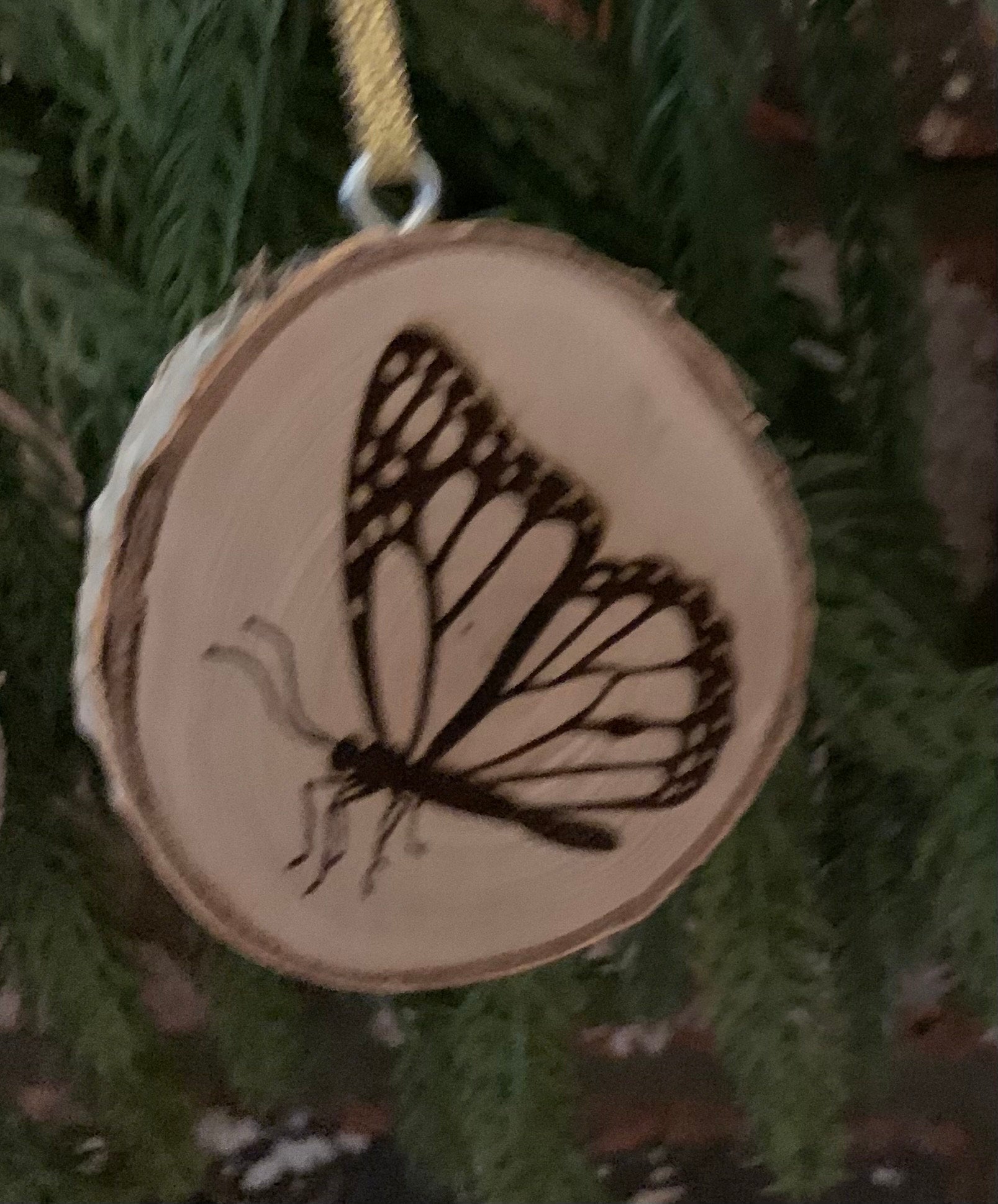 Wood Burned Butterfly Ornaments, Natural Wood Slices, Coloring Activity For Kids