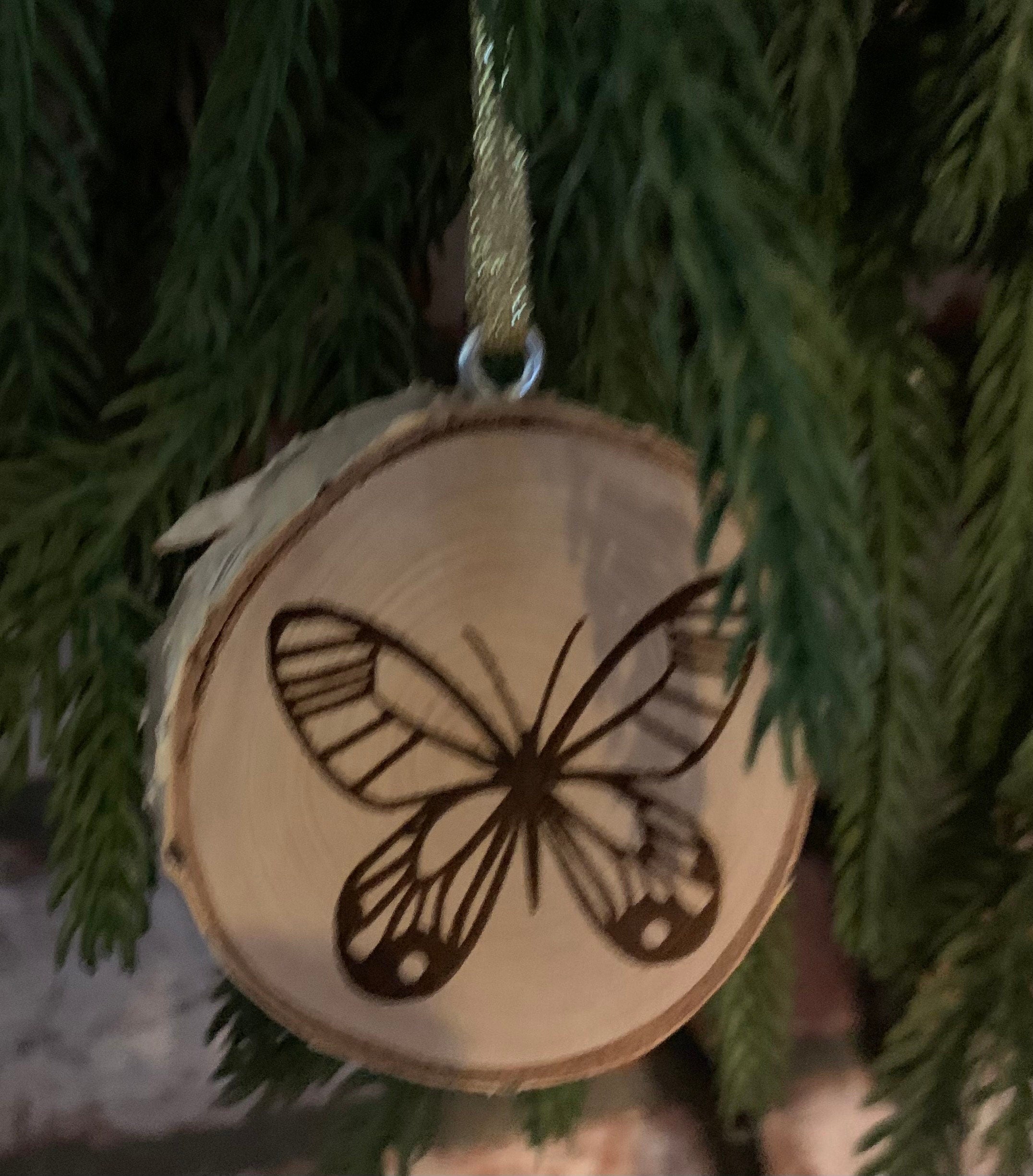 Wood Burned Butterfly Ornaments, Natural Wood Slices, Coloring Activity For Kids