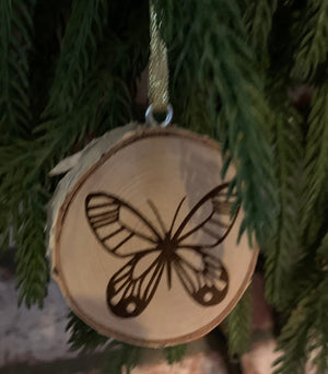 Wood Burned Butterfly Ornaments, Natural Wood Slices, Coloring Activity For Kids