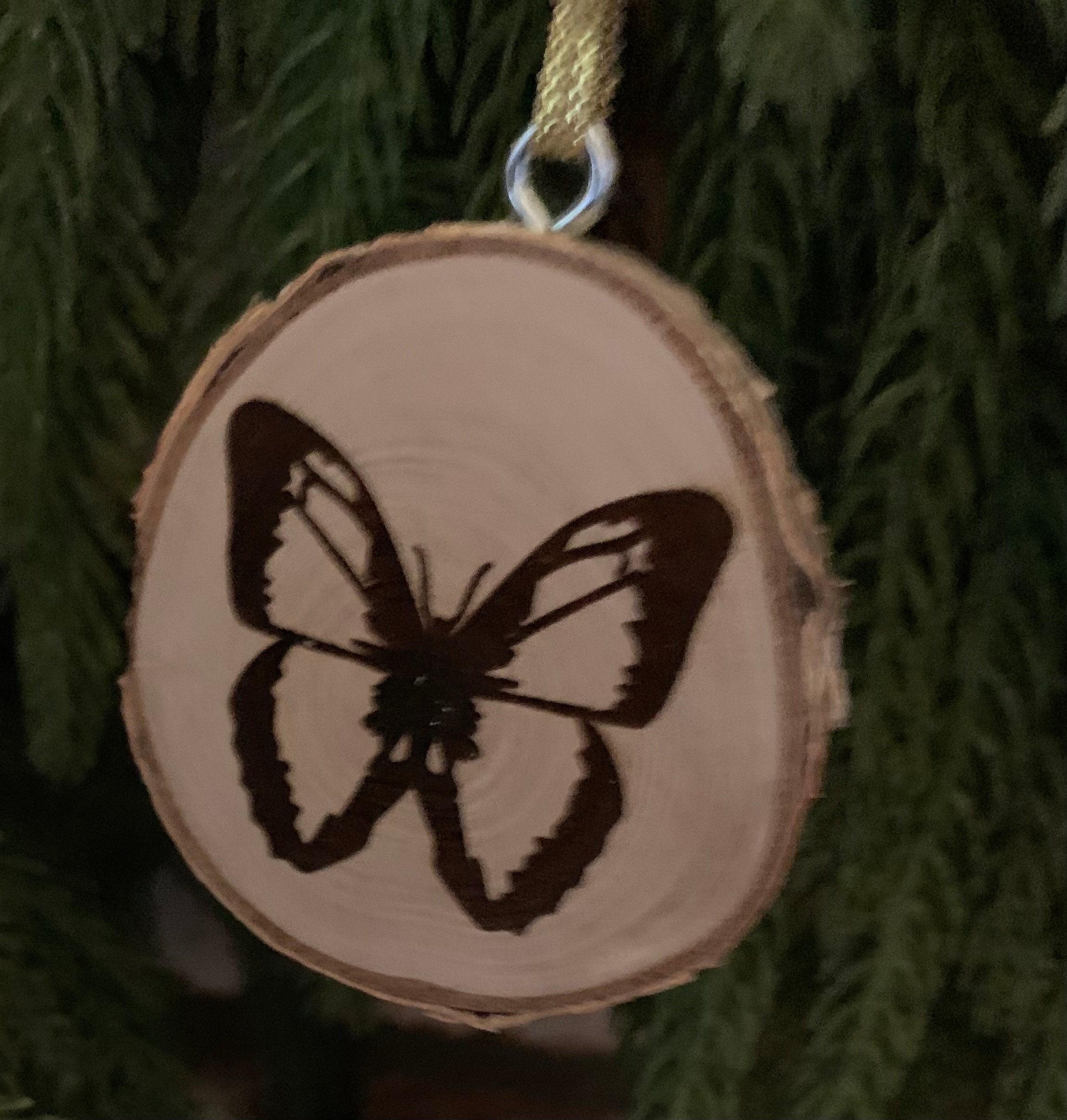 Wood Burned Butterfly Ornaments, Natural Wood Slices, Coloring Activity For Kids