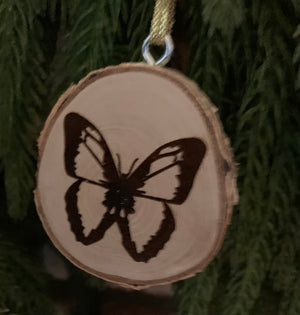 Wood Burned Butterfly Ornaments, Natural Wood Slices, Coloring Activity For Kids