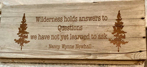 Nancy Newhall Wilderness Quote Board Rustic Outdoor Decor Sign Engraved on Reclaimed Wood