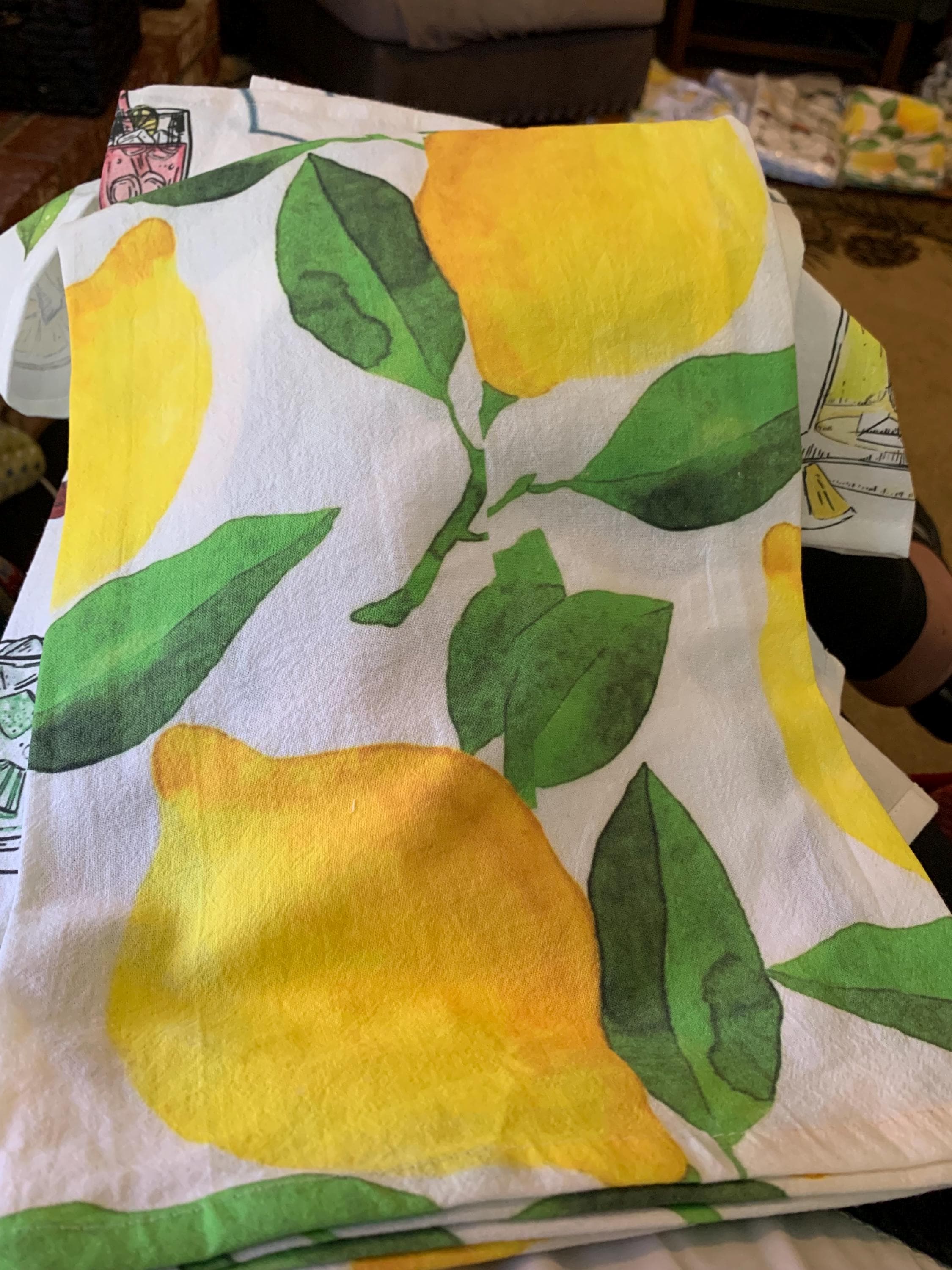 Amalfi Lemon Tea Towel Watercolor Kitchen Decor Kitchen Dish Cloth