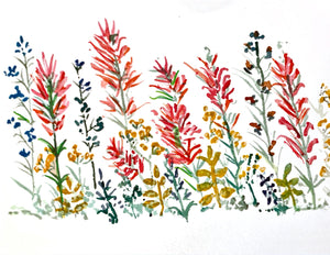 Indian paintbrush design
original watercolor by Anne
5x7” heavy card stock
blank inside for your own message