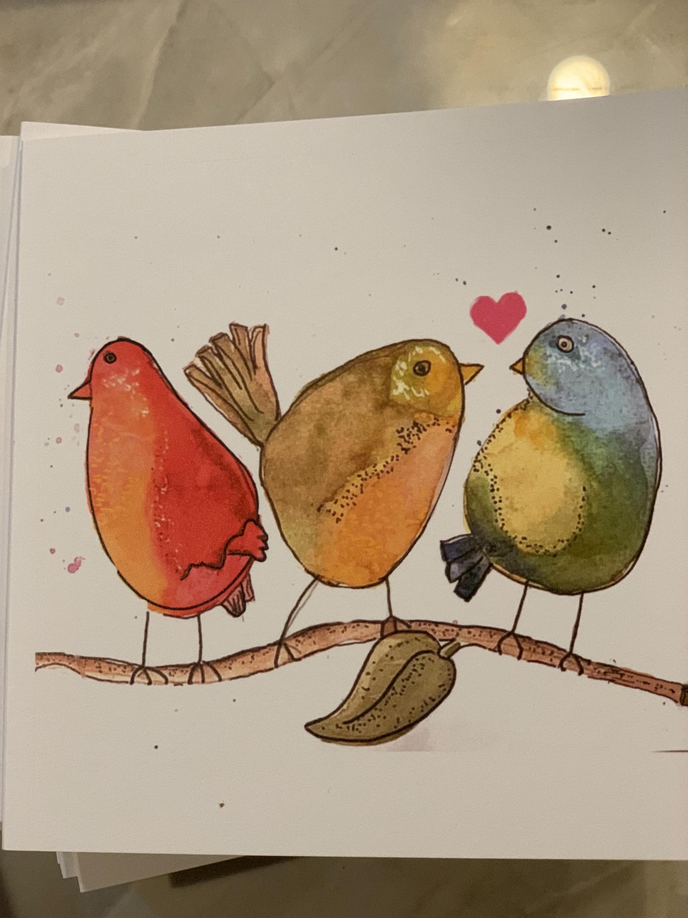Birds Just Here to drop You a note.

 original water color by Anne
5x5” heavy card stock
blank inside for your own message