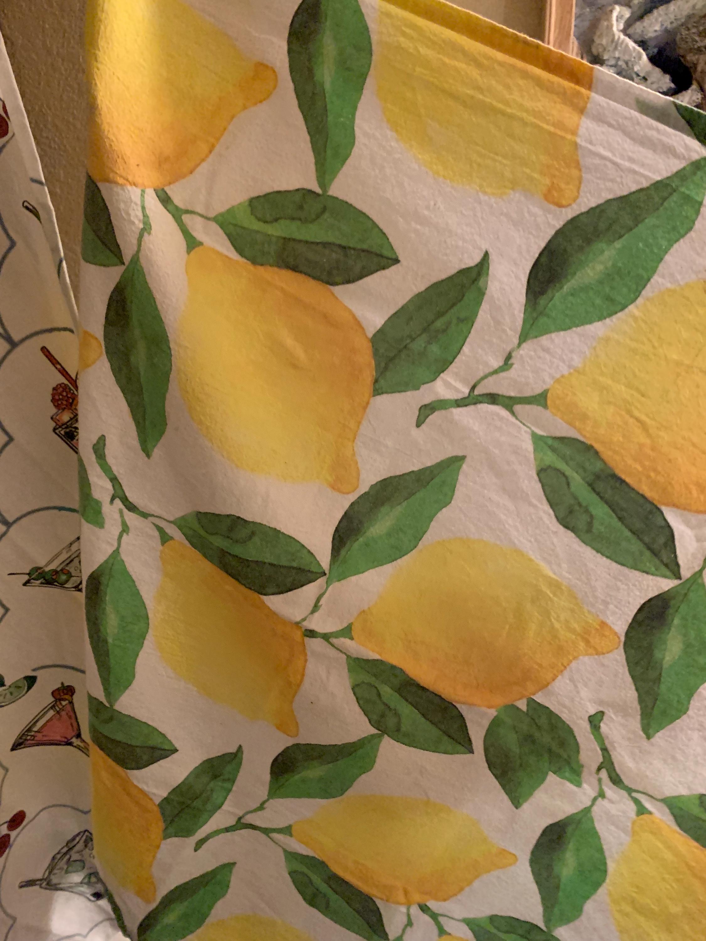 Amalfi Lemon Tea Towel Watercolor Kitchen Decor Kitchen Dish Cloth