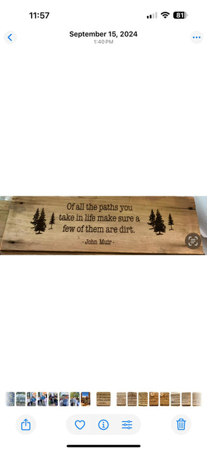 John Muir Quote Wood Sign: Reclaimed Barn Wood Nature Decor (17x7")