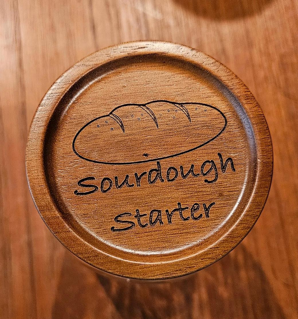 Acacia Wood Sourdough Starter Lid: Handcrafted Fermentation Cover, Bread Baker Gift