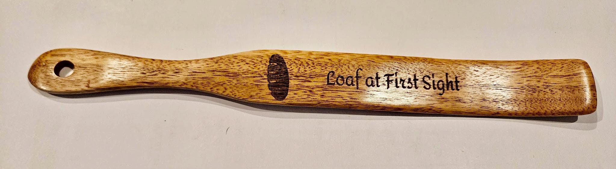 Acacia Wood Spurtle: Engraved Sourdough Baking Utensil for Bakers