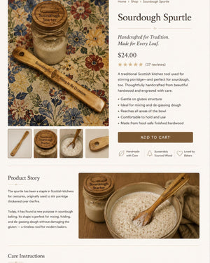 Acacia Wood Spurtle: Engraved Sourdough Baking Utensil for Bakers