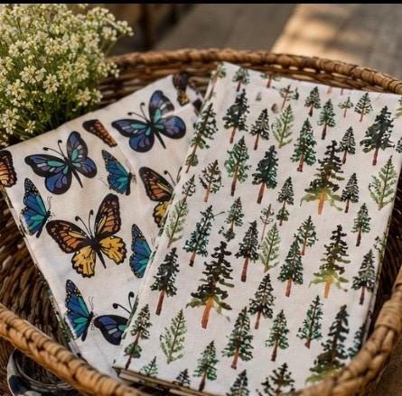 Forest Tea Towel: Evergreen Trees, Pine Wilderness Design (Flour Sack Cotton)