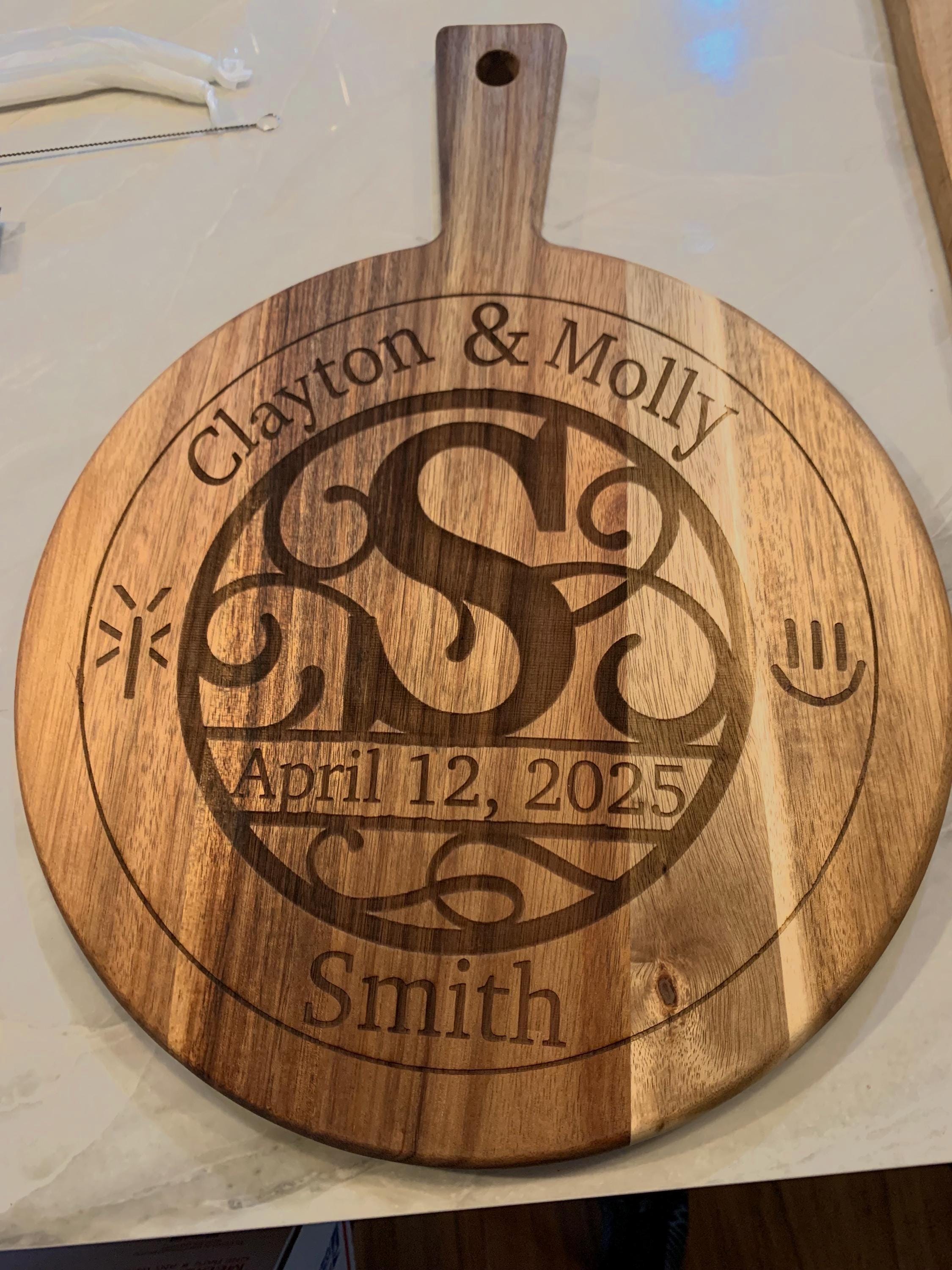 Personalized Wedding Cutting Board Engraved Monogram Anniversary Celebration Custom Kitchen Gift