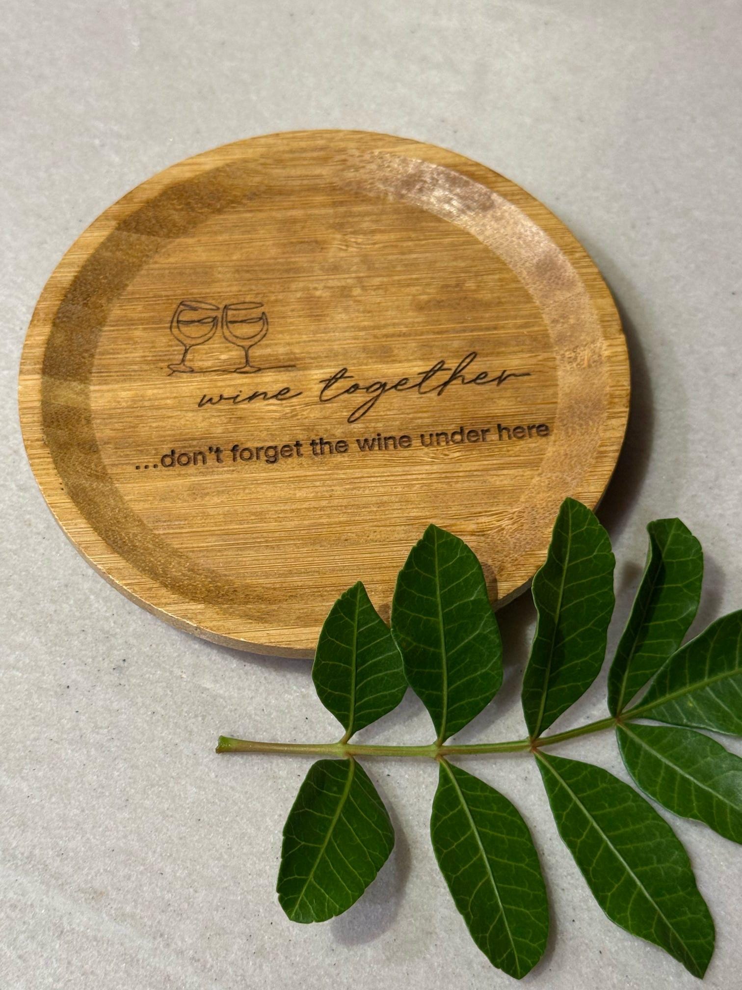 Bamboo Wine Glass Topper Nibble Board: Personalized Charcuterie Plate (5-inch)