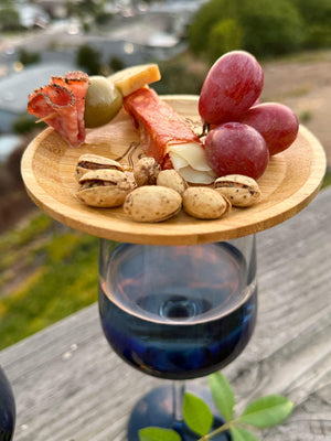 Bamboo Wine Glass Topper Nibble Board: Personalized Charcuterie Plate (5-inch)