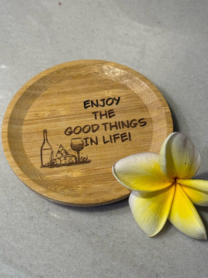 Bamboo Wine Glass Topper Nibble Board: Personalized Charcuterie Plate (5-inch)
